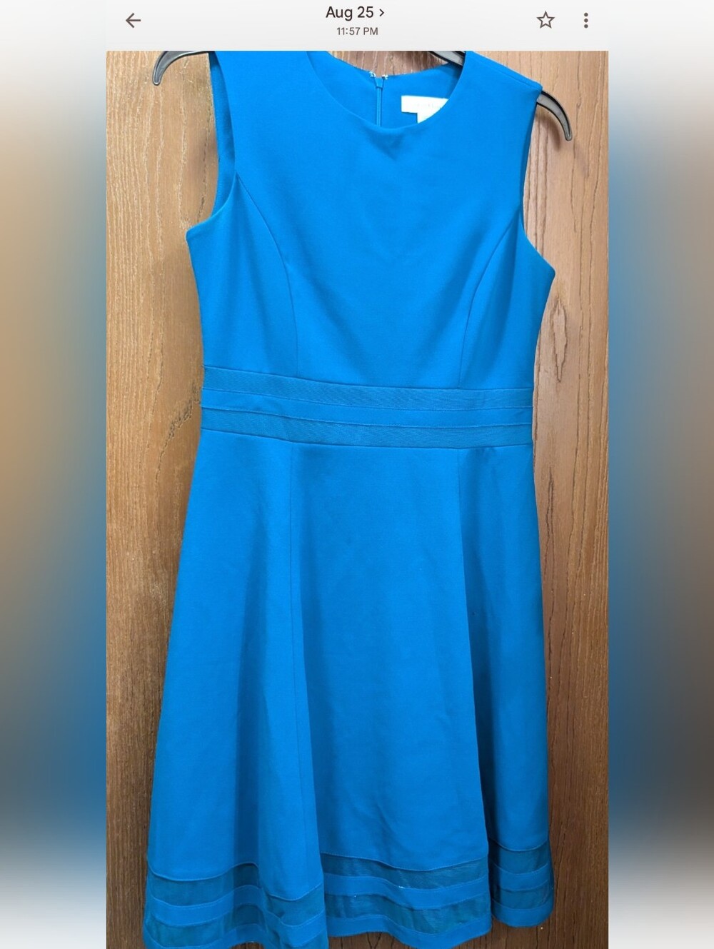 Calvin Klein Flare A-Line Dress Womens Sz-6 Blue Elegant Classic Scoop Neck